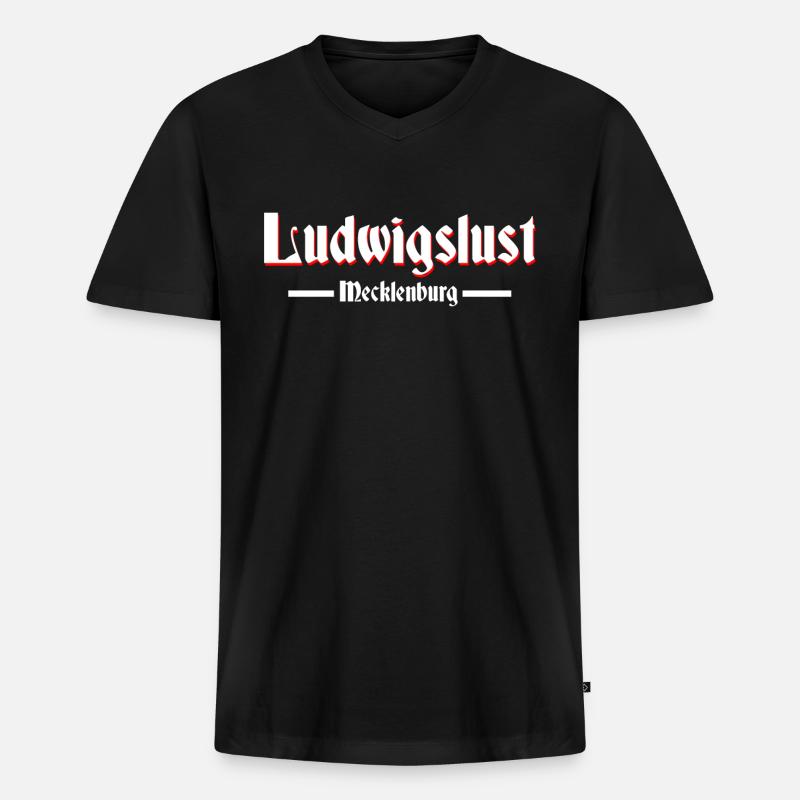 Ludwigslust - Männer Premium Bio T-Shirt mit V-Ausschnitt - Schwarz