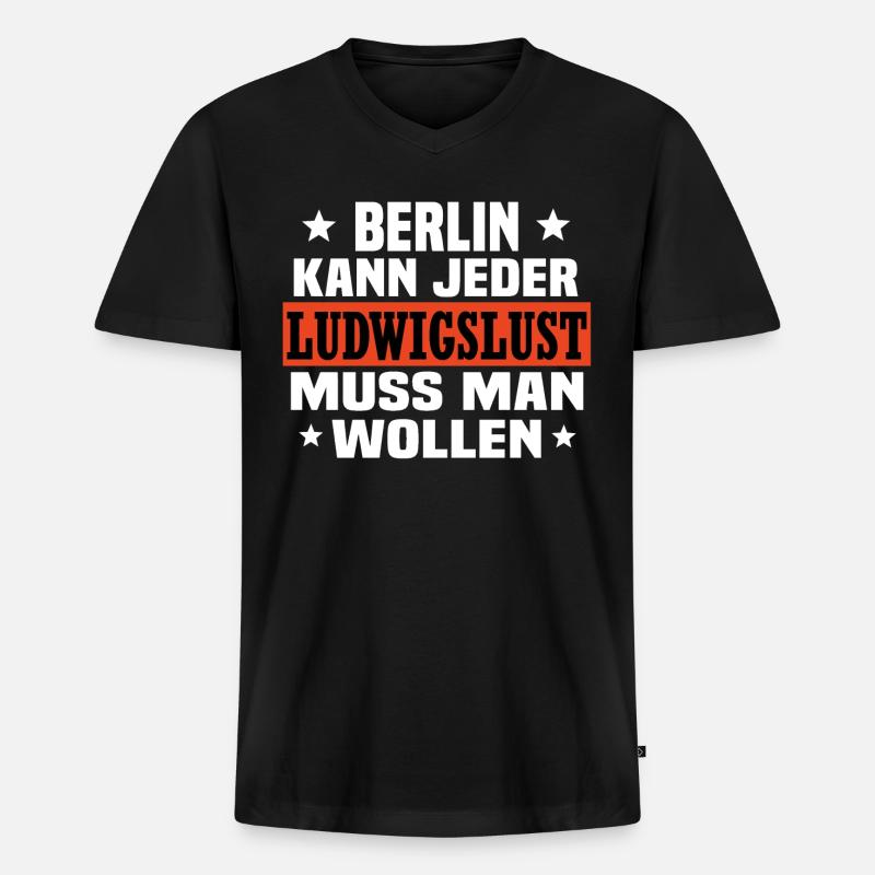 Ludwigslust - Männer Premium Bio T-Shirt mit V-Ausschnitt - Schwarz