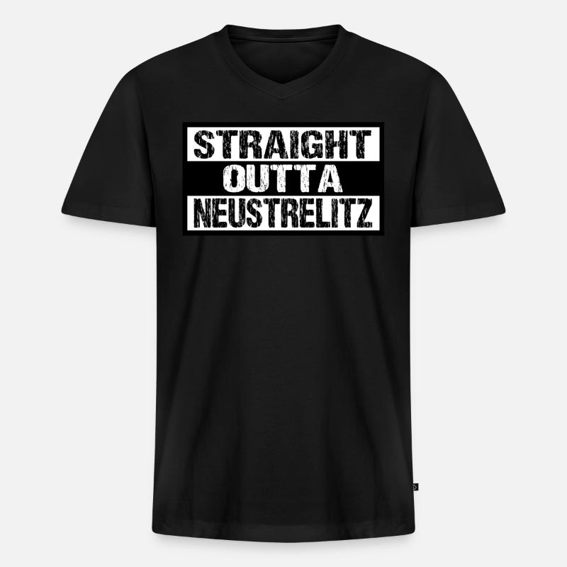 Neustrelitz - Männer Premium Bio T-Shirt mit V-Ausschnitt - Schwarz