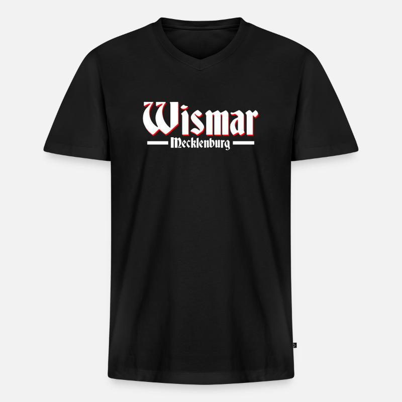 Wismar - Männer Premium Bio T-Shirt mit V-Ausschnitt - Schwarz