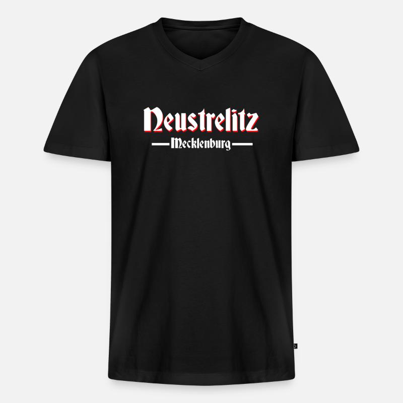 Neustrelitz - Männer Premium Bio T-Shirt mit V-Ausschnitt - Schwarz