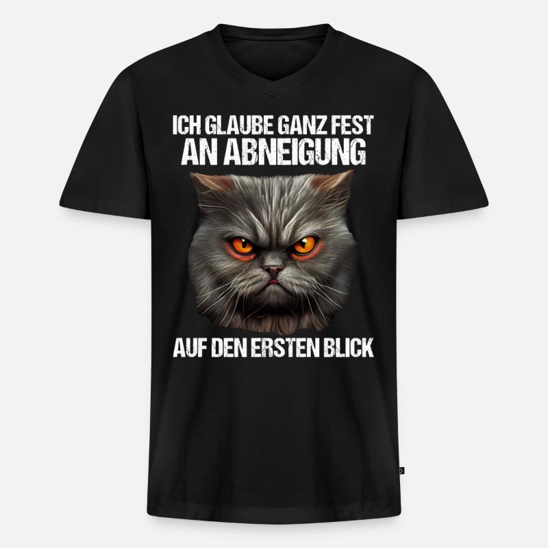 Katze Kätzchen Katzenhalter Katzen Sarkasmus - Männer Premium Bio T-Shirt mit V-Ausschnitt - Schwarz