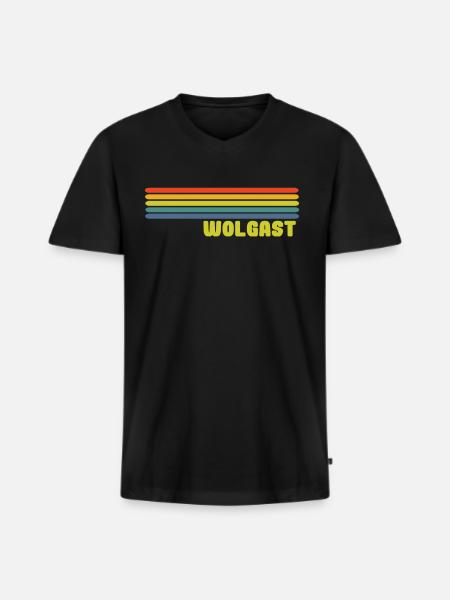 Wolgast - Männer Premium Bio T-Shirt mit V-Ausschnitt - Schwarz