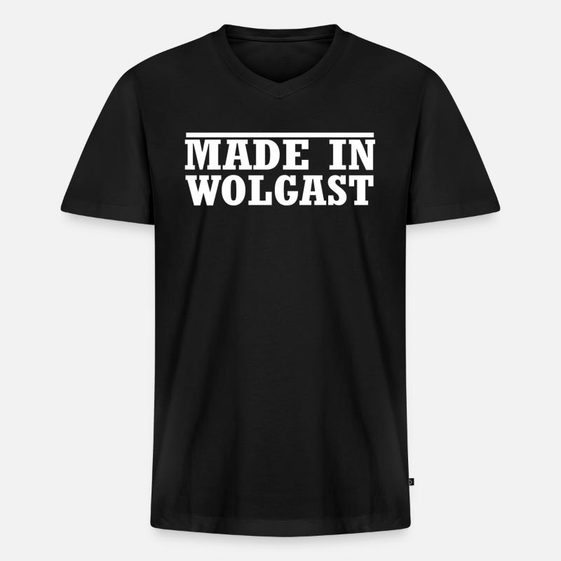 Wolgast - Männer Premium Bio T-Shirt mit V-Ausschnitt - Schwarz