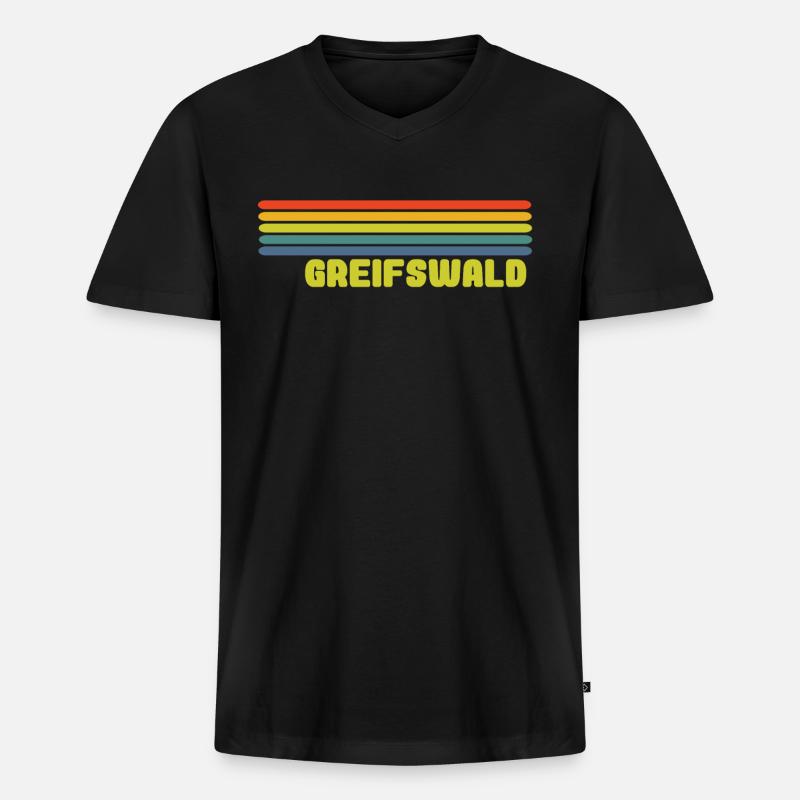 Greifswald - Männer Premium Bio T-Shirt mit V-Ausschnitt - Schwarz