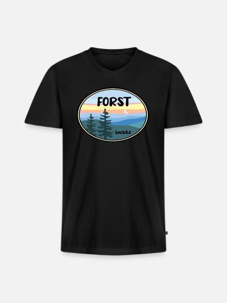 Forst Lausitz - Männer Premium Bio T-Shirt mit V-Ausschnitt - Schwarz