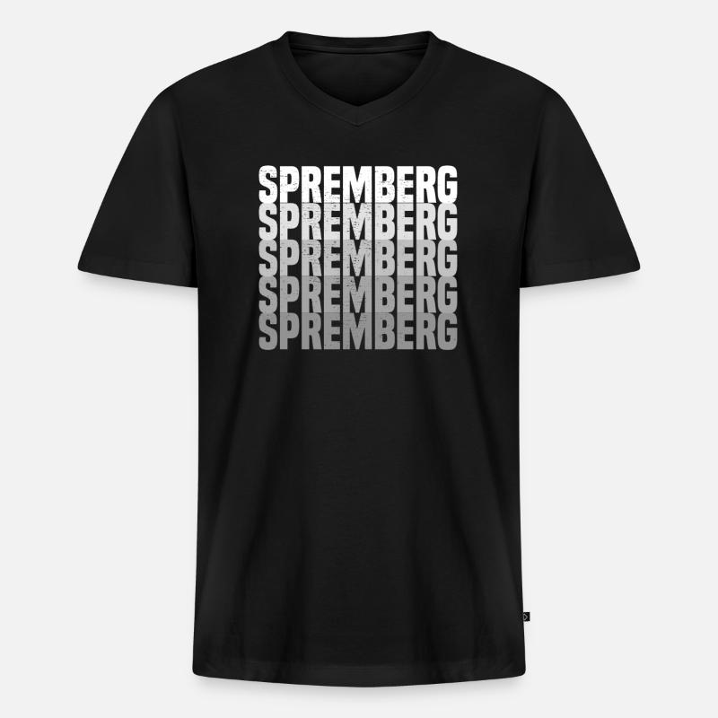 Spremberg - Männer Premium Bio T-Shirt mit V-Ausschnitt - Schwarz