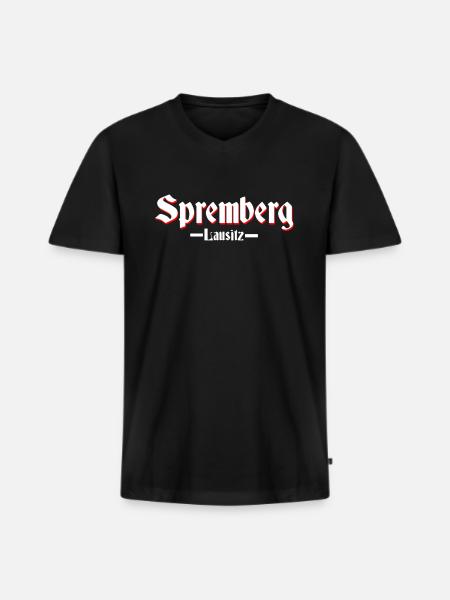 Spremberg - Männer Premium Bio T-Shirt mit V-Ausschnitt - Schwarz