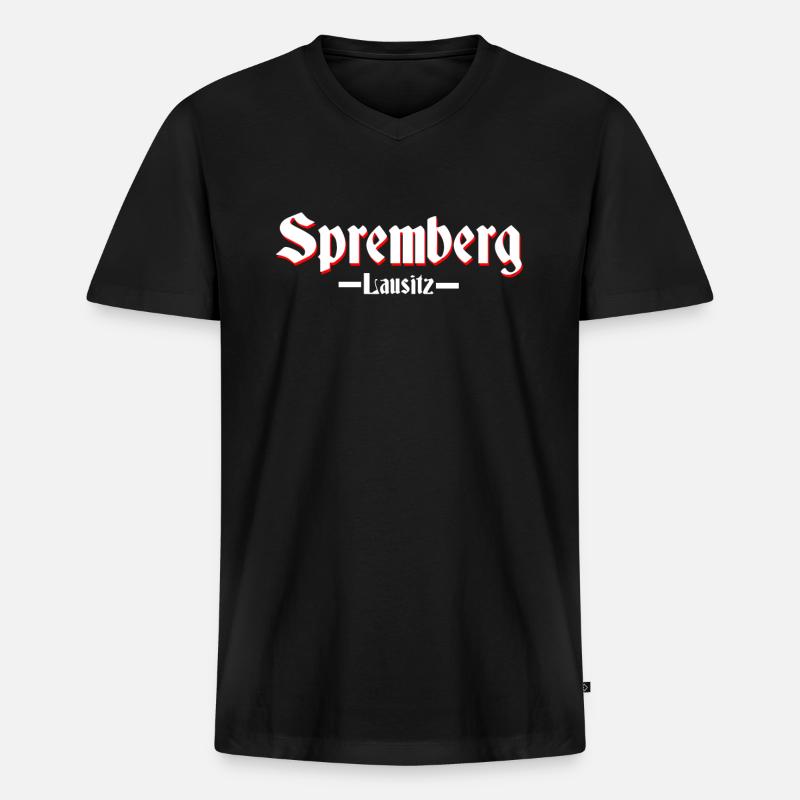 Spremberg - Männer Premium Bio T-Shirt mit V-Ausschnitt - Schwarz
