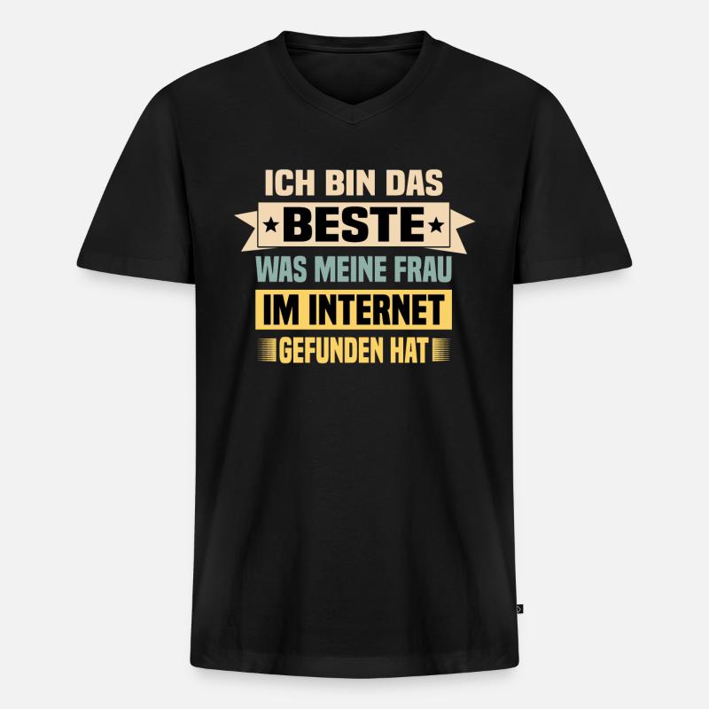 Spruch Ehe Frau - Männer Premium Bio T-Shirt mit V-Ausschnitt - Schwarz