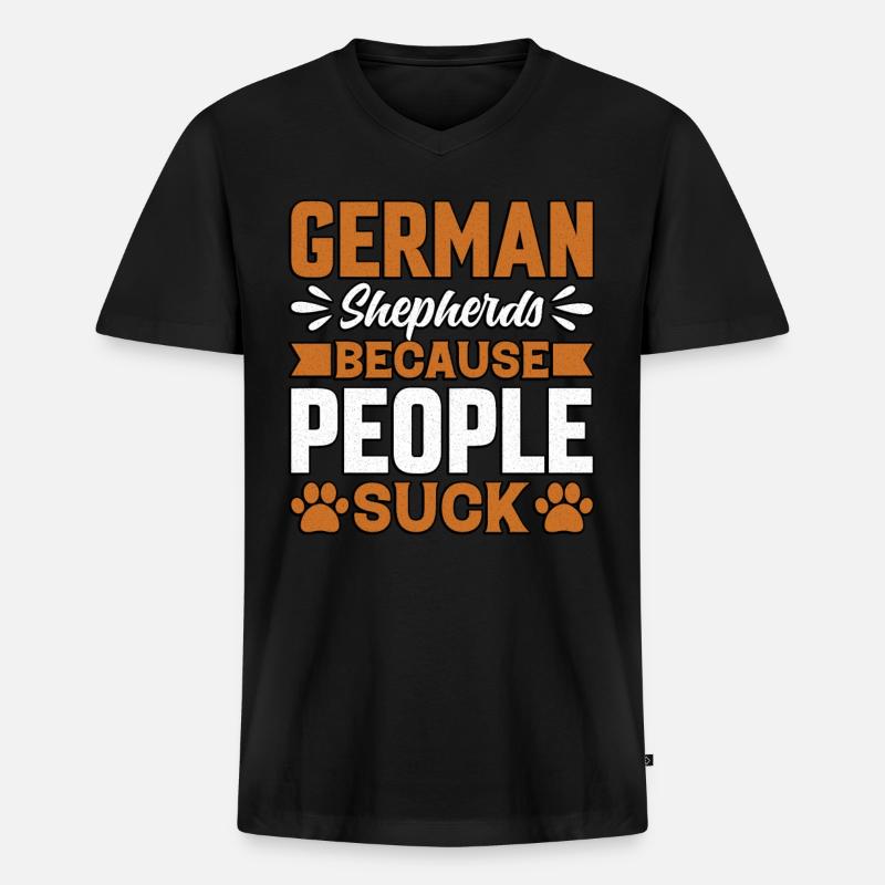 Deutsche Schäferhunde, weil Menschen sind - Männer Premium Bio T-Shirt mit V-Ausschnitt - Schwarz
