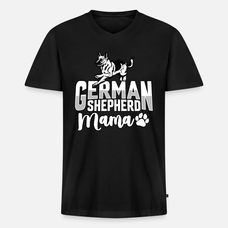 Deutscher Schäferhund Mama - Männer Premium Bio T-Shirt mit V-Ausschnitt - Schwarz