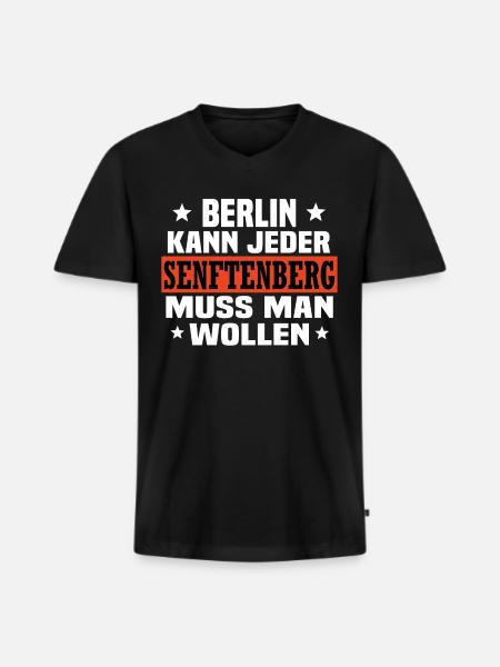 Senftenberg - Männer Premium Bio T-Shirt mit V-Ausschnitt - Schwarz