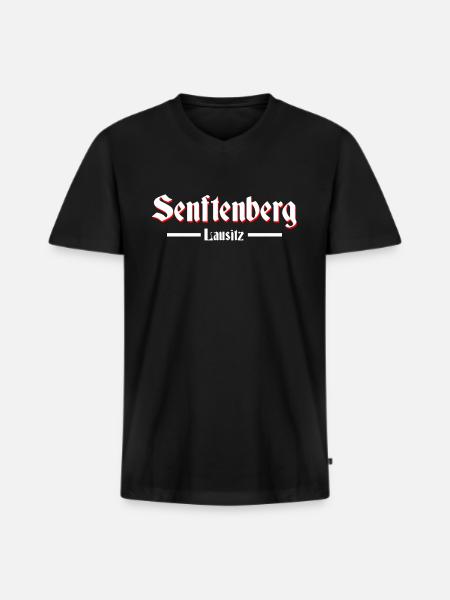 Senftenberg - Männer Premium Bio T-Shirt mit V-Ausschnitt - Schwarz