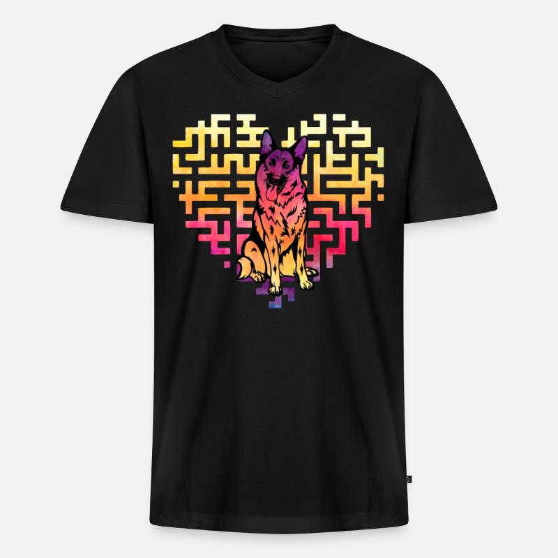 Deutscher Schäferhund - Männer Premium Bio T-Shirt mit V-Ausschnitt - Schwarz