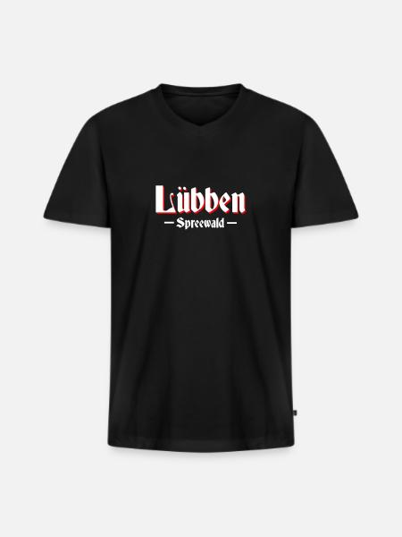 Lübben - Männer Premium Bio T-Shirt mit V-Ausschnitt - Schwarz
