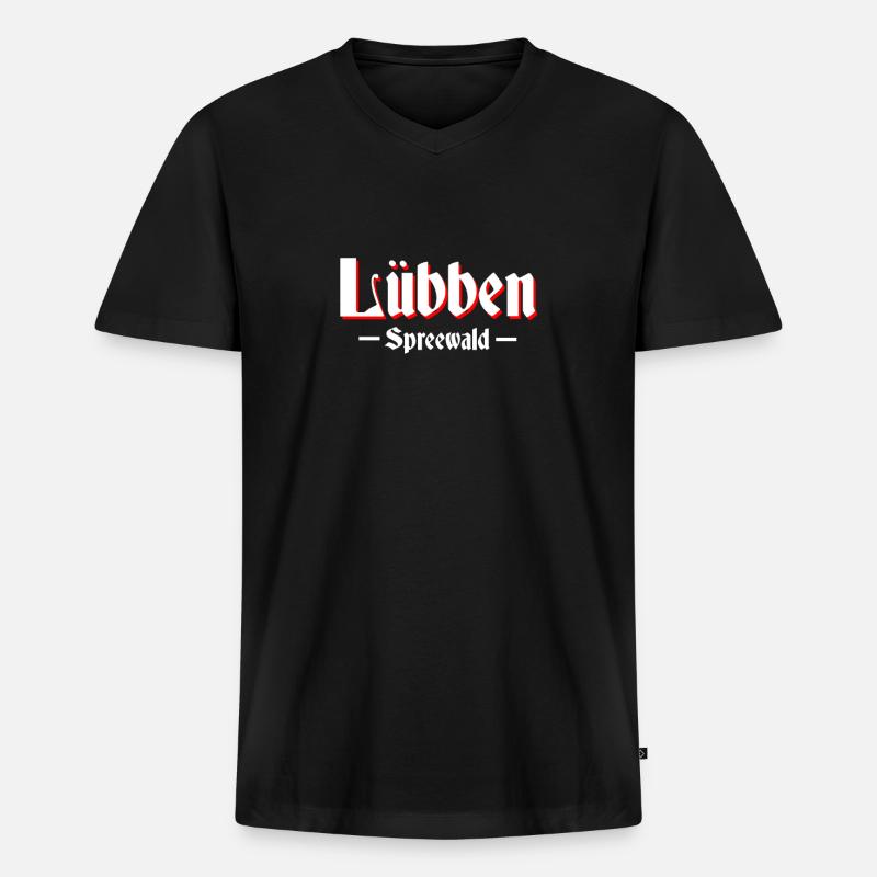 Lübben - Männer Premium Bio T-Shirt mit V-Ausschnitt - Schwarz