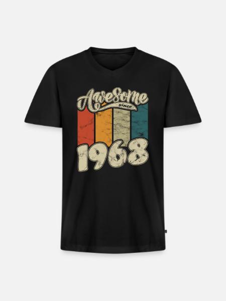 1968 Birthday Awesome since Retro - Men's Premium Organic T-shirt with V-neck - black
