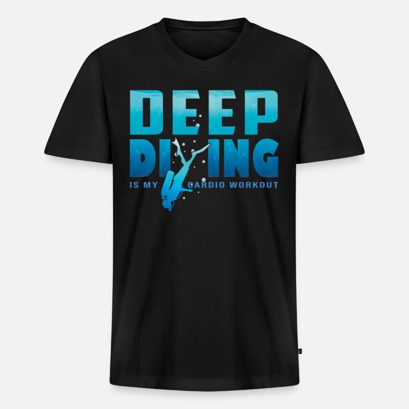 Tief Tauchen Freedive DeepDive - Männer Premium Bio T-Shirt mit V-Ausschnitt - Schwarz