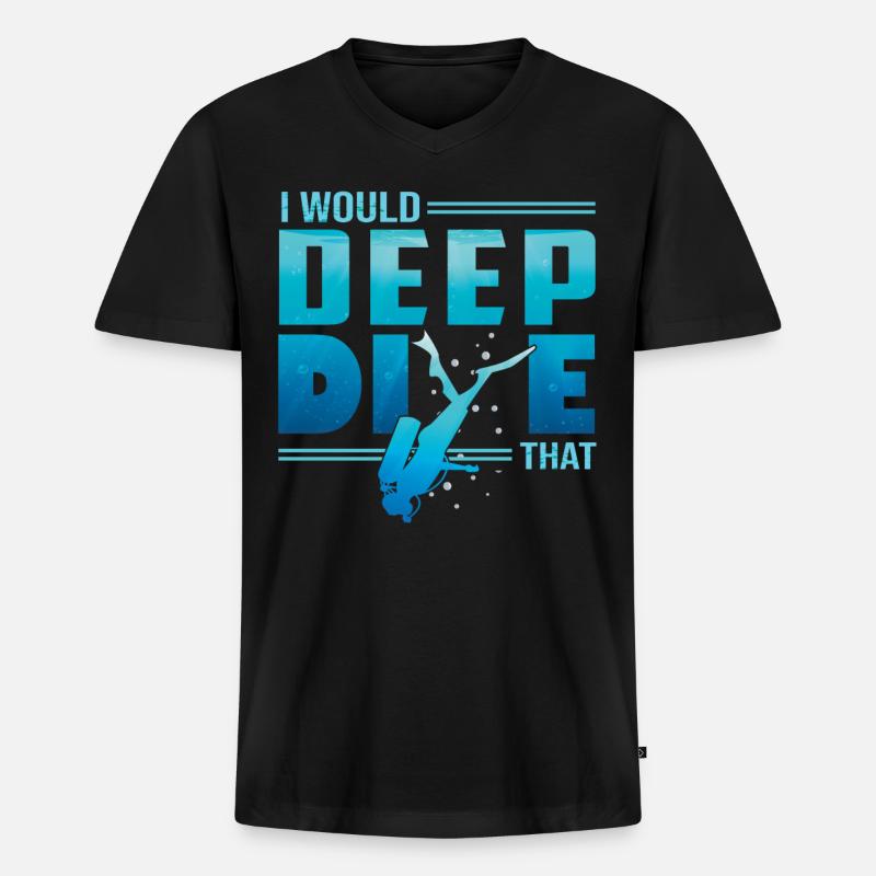 Tief Tauchen Freedive DeepDive - Männer Premium Bio T-Shirt mit V-Ausschnitt - Schwarz