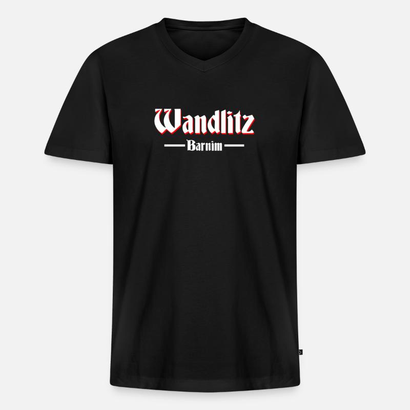 Wandlitz - Männer Premium Bio T-Shirt mit V-Ausschnitt - Schwarz