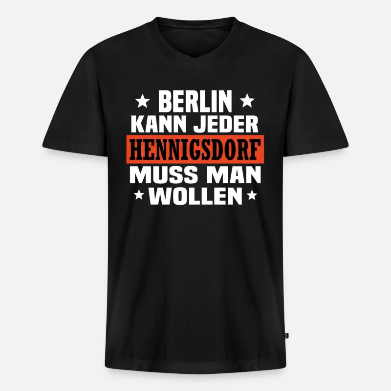 Hennigsdorf - Männer Premium Bio T-Shirt mit V-Ausschnitt - Schwarz