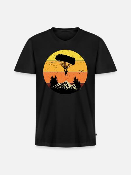 Skydiving Parachute Skydive Skydiver Parachuting - Men's Premium Organic T-shirt with V-neck - black