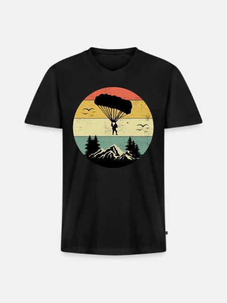 Skydiving Parachute Skydive Skydiver Parachuting - Men's Premium Organic T-shirt with V-neck - black
