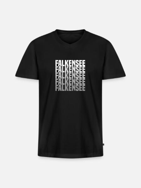 Falkensee - Männer Premium Bio T-Shirt mit V-Ausschnitt - Schwarz