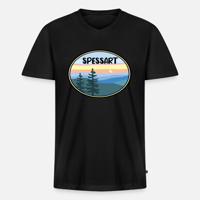 Spessart - Männer Premium Bio T-Shirt mit V-Ausschnitt - Schwarz