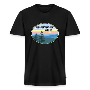 Bayrischer Wald - Männer Premium Bio T-Shirt mit V-Ausschnitt - Schwarz - Vorne - Nico (187cm)