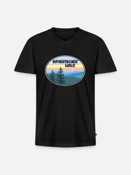 Bayrischer Wald - Männer Premium Bio T-Shirt mit V-Ausschnitt - Schwarz