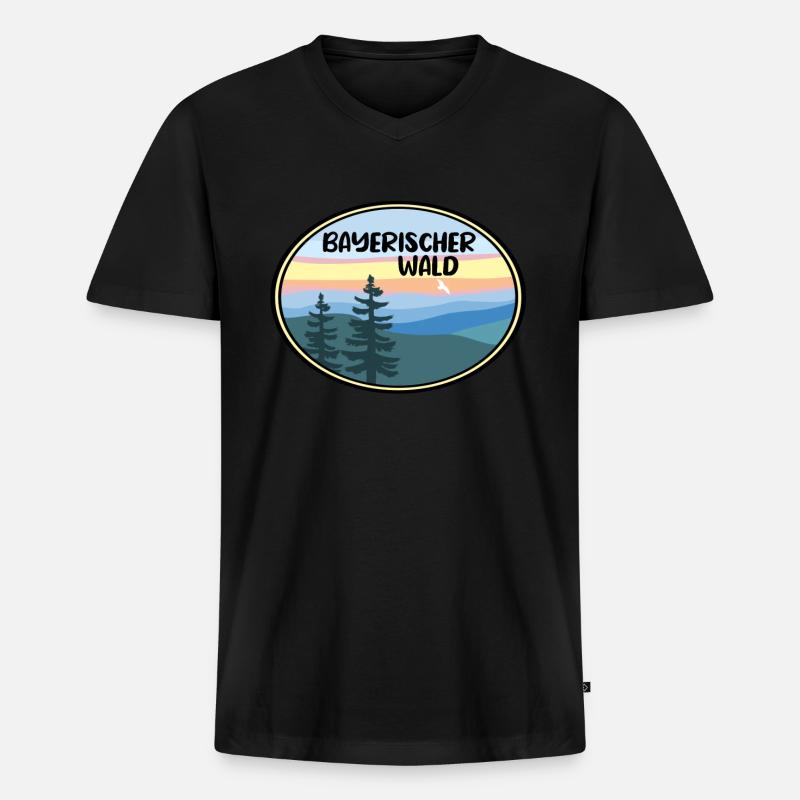 Bayrischer Wald - Männer Premium Bio T-Shirt mit V-Ausschnitt - Schwarz