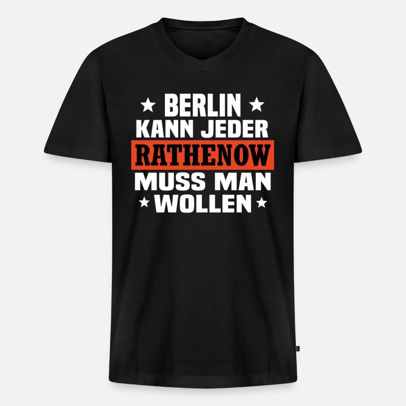 Rathenow - Männer Premium Bio T-Shirt mit V-Ausschnitt - Schwarz