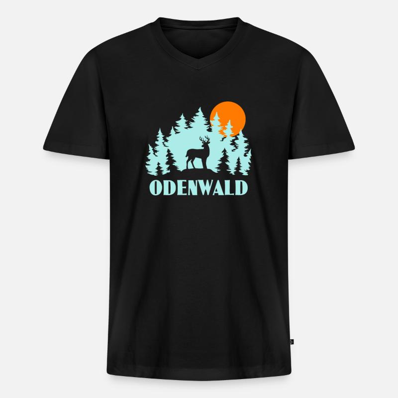 Odenwald - Männer Premium Bio T-Shirt mit V-Ausschnitt - Schwarz