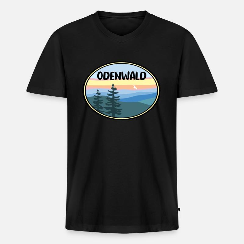 Odenwald - Männer Premium Bio T-Shirt mit V-Ausschnitt - Schwarz