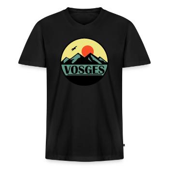 Vosges - Männer Premium Bio T-Shirt mit V-Ausschnitt - Schwarz - Vorne - Nico (187cm)