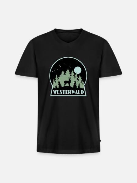 Westerwald - Männer Premium Bio T-Shirt mit V-Ausschnitt - Schwarz