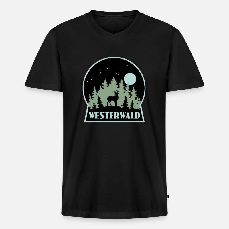 Westerwald - Männer Premium Bio T-Shirt mit V-Ausschnitt - Schwarz