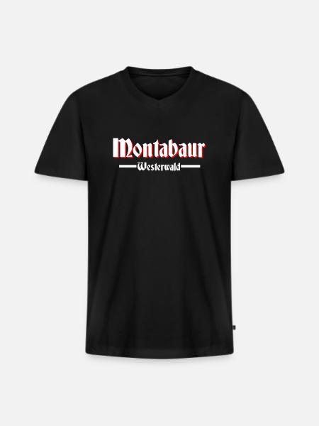 Montabaur - Männer Premium Bio T-Shirt mit V-Ausschnitt - Schwarz