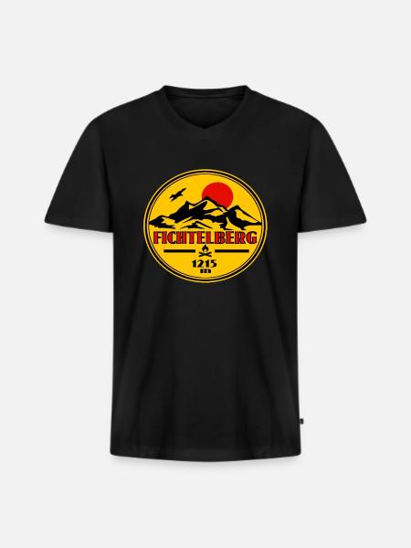Fichtelberg - Männer Premium Bio T-Shirt mit V-Ausschnitt - Schwarz