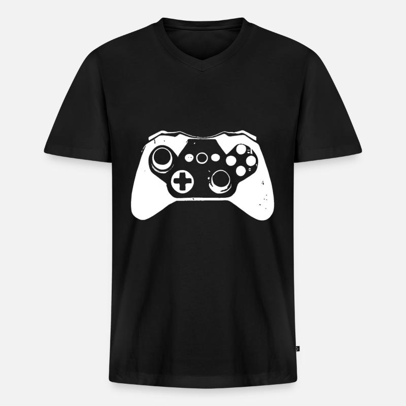 Cooler Gaming Controller für Gamer - Männer Premium Bio T-Shirt mit V-Ausschnitt - Schwarz