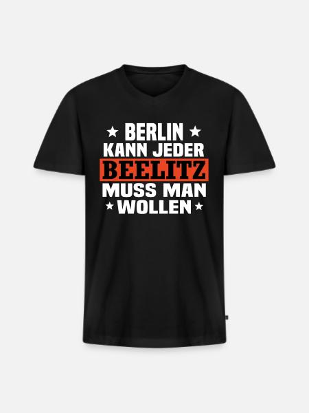 Beelitz - Männer Premium Bio T-Shirt mit V-Ausschnitt - Schwarz