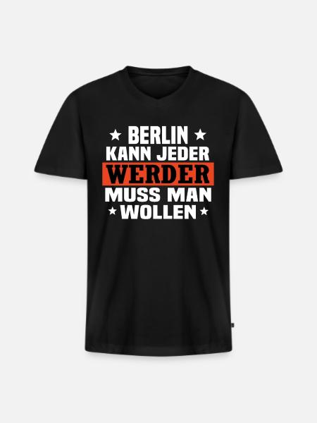 Werder Havel - Männer Premium Bio T-Shirt mit V-Ausschnitt - Schwarz