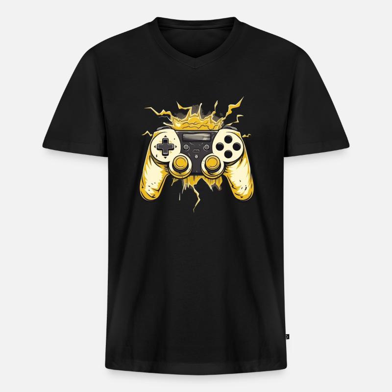 Gaming Controller - Männer Premium Bio T-Shirt mit V-Ausschnitt - Schwarz