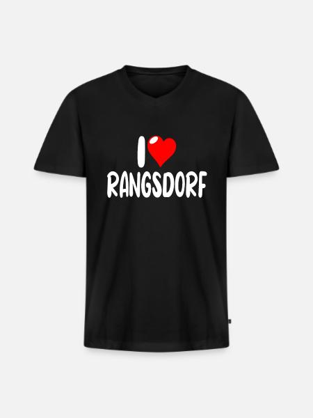 Rangsdorf - Männer Premium Bio T-Shirt mit V-Ausschnitt - Schwarz