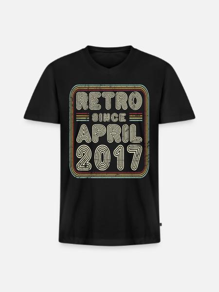 Birthday April 2017 Retro Gift - Men's Premium Organic T-shirt with V-neck - black