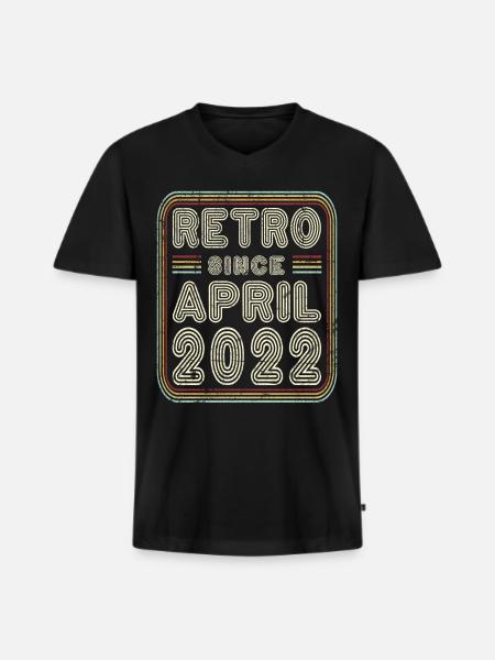 Birthday April 2022 Retro Gift - Men's Premium Organic T-shirt with V-neck - black