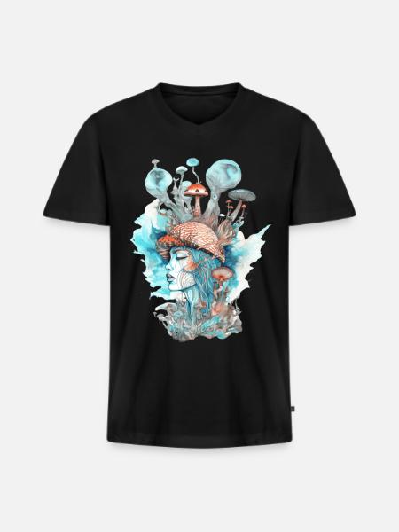 Trippy Shaman - Men's Premium Organic T-shirt with V-neck - black