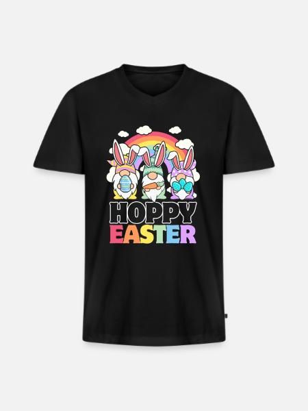 Hoppy Easter - Gnome Easter Eggs - Men's Premium Organic T-shirt with V-neck - black
